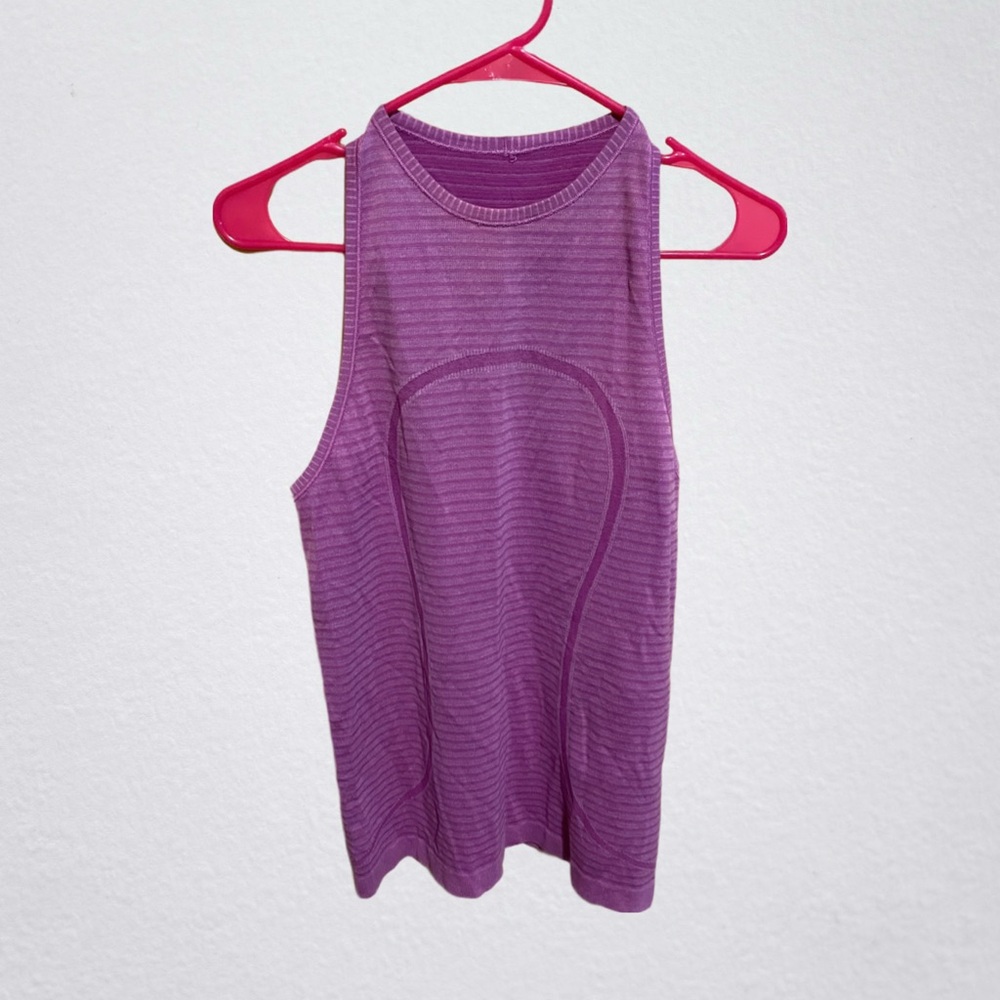 lululemon athletica Purple Striped Racerback Tank Top